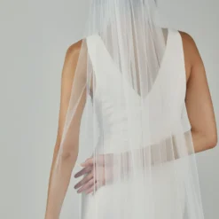 R237U - Cathedral Length Veil With Lace -Bridal Shop 01 Accessory R237U Sheertulle Lace Floral Cathedrallength Veil CloseUp2 scaled