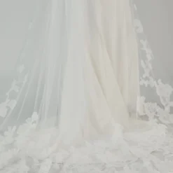 R326V - Cathedral Length Veil With Wide Lace Border