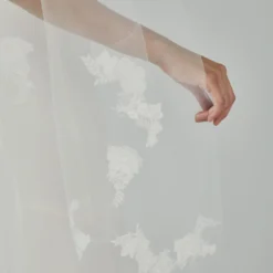 R310V - Butterfly Cathedral Length Veil With Flowers -Bridal Shop 05 Accessory R310V Sheertulle Floral butterfly Cathedrallength Veil CloseUp3 scaled