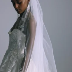 Lupe -Bridal Shop AMSALE Bridal LUPE M771 Floral Embroidery Strapless SoftRuchedNeckline BowDetail BallGown Mood3 scaled