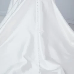 Weston -Bridal Shop AmsaleBridal WESTON A766 FittoFlare Strapless Buttons SilkWool CloseUp2 scaled