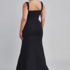 Ida -Bridal Shop AmsaleBridesmaids Dress Ida GB198A Squareneckline Widestraps Slit Faille Back2 scaled