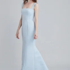 Ida -Bridal Shop AmsaleBridesmaids Dress Ida GB198A Squareneckline Widestraps Slit Faille Side scaled