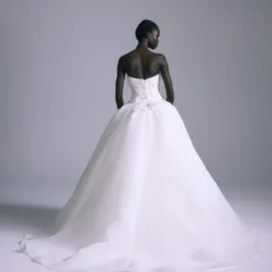 Blossom -Bridal Shop Amsale Bridal BLOSSOM M767 Gazar DroppedWaist BallGown 3DHandEmbroidered FlowerDetail Back scaled