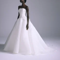 Blossom -Bridal Shop Amsale Bridal BLOSSOM M767 Gazar DroppedWaist BallGown 3DHandEmbroidered FlowerDetail Side scaled