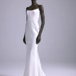 Haiku -Bridal Shop Amsale Bridal HAIKU A873 Satin Bias SlipGown PointedBodiceDetail Side1 scaled