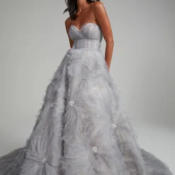 Meredith -Bridal Shop Amsale Bridal MEREDITH M757 Organza Strapless Floral Oversized BallGown Mood1 scaled