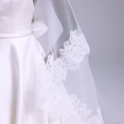 A871V - Veil -Bridal Shop Amsale Bridal RINVEIL A871V Satin ArchedNeckline BallGown LowBack Mood7 scaled