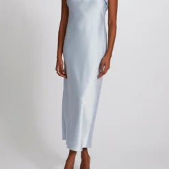 Faye -Bridal Shop Amsale Bridesmaids FAYE GB267S FluidSatin FoldOver Strapless CocktailDress Side scaled