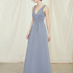 Jacqueline -Bridal Shop Amsale Bridesmaids GB105A JACQUELINE Dress Pockets V Neck Faille Side scaled