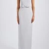 Idris -Bridal Shop Amsale Bridesmaids IDRIS GB335A Faille SquareNeck BowDetail ColumnSkirt Front1