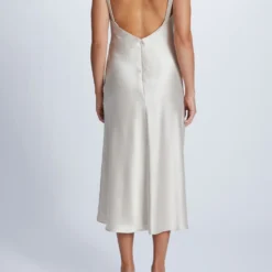 Mical -Bridal Shop Amsale Bridesmaids MICAL GB270S FluidSatin CowlNeck CocktailDress Back scaled