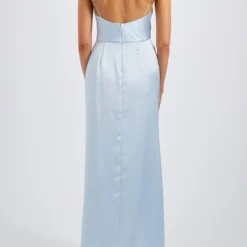 Ronnie -Bridal Shop Amsale Bridesmaids RONNIE GB310S FluidSatin CowlNeck SpaghettiStrap FrontSlit Back scaled