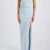 Ruth -Bridal Shop Amsale Bridesmaids RUTH GB341P Crepe Strapless DrapedBodice RuchedSkirt FrontSlit Front1