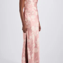 Vida -Bridal Shop Amsale Bridesmaids VIDA GB324R FluidSatin HighNeck KeyholeDetail FrontSlit Side scaled