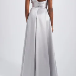 One-Shoulder Mikado Gown -Bridal Shop Amsale Dress P813M Mikado One shoulder Draped A lineGown Mother of the bride WeddingGuest Back scaled