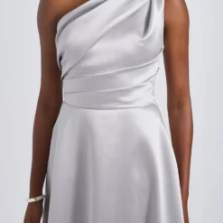 One-Shoulder Mikado Gown -Bridal Shop Amsale Dress P813M Mikado One shoulder Draped A lineGown Mother of the bride WeddingGuest Mood2 scaled