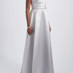 One-Shoulder Mikado Gown -Bridal Shop Amsale Dress P813M Mikado One shoulder Draped A lineGown Mother of the bride WeddingGuest Side scaled