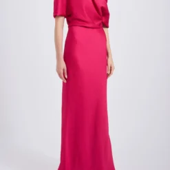 Hammered Satin Off-the-Shoulder Dress -Bridal Shop Amsale Dress P821H HammeredSatin Off the shoulder Draped Slouch Mother of the bride WeddingGuest Side scaled