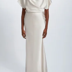 Fluid Satin Draped Gown
