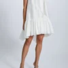 Taffeta Trapeze Dress -Bridal Shop Amsale LittleWhiteDress LW237 Taffeta TrapezeDress SelfTie GatheredBorderDetail Front1 scaled