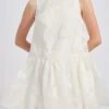 Rose Fil Coupé Mini Dress -Bridal Shop Amsale LittleWhiteDress LW252 FluidSatin Draped Off the Shoulder A lineDress Mood2