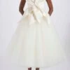 Oversized 3D Flower Dress -Bridal Shop Amsale LittleWhiteDress LW257 DoubleDuchess StraplessBodice Tulle FlowerDetail Front