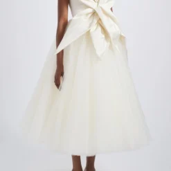 Bridal Shop -Bridal Shop Amsale LittleWhiteDress LW257 DoubleDuchess StraplessBodice Tulle FlowerDetail Side scaled