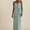 Drew -Bridal Shop NouvelleAmsaleBridesmaids N319 Drew FlatChiffon Dress wrap slim Ruffle Sage Front1