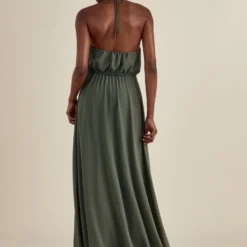 Alyssa -Bridal Shop NouvelleAmsaleBridesmaids N343 Alyssa FlatChiffon Dress Cowlneck Aline Olive Back scaled