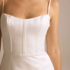 Adelina -Bridal Shop NouvelleAmsale Bridal ADELINA R445S DuchessSatin SpaghettiStrap CorsetBodice SheerBack 3DFlower EmbellishedBack OversizedBowDetail A LineGown Mood1 scaled