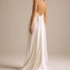 Dune -Bridal Shop NouvelleAmsale Bridal DUNE R443FS SatinCrepe Bias SpaghettiStrap ChantillyLaceTrim CowlNeck Streamer Train SlipDress Fit to FlareGown Back scaled