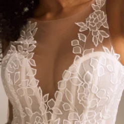 Seren -Bridal Shop NouvelleAmsale Bridal SEREN R460U Cascading Leaf Embroidered Tulle IllusionV Neck BallGown Mood7 scaled