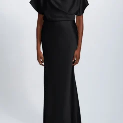Fluid Satin Draped Gown 15 Fluid Satin Draped Gown -Bridal Shop P727S FluidSatin Black scaled