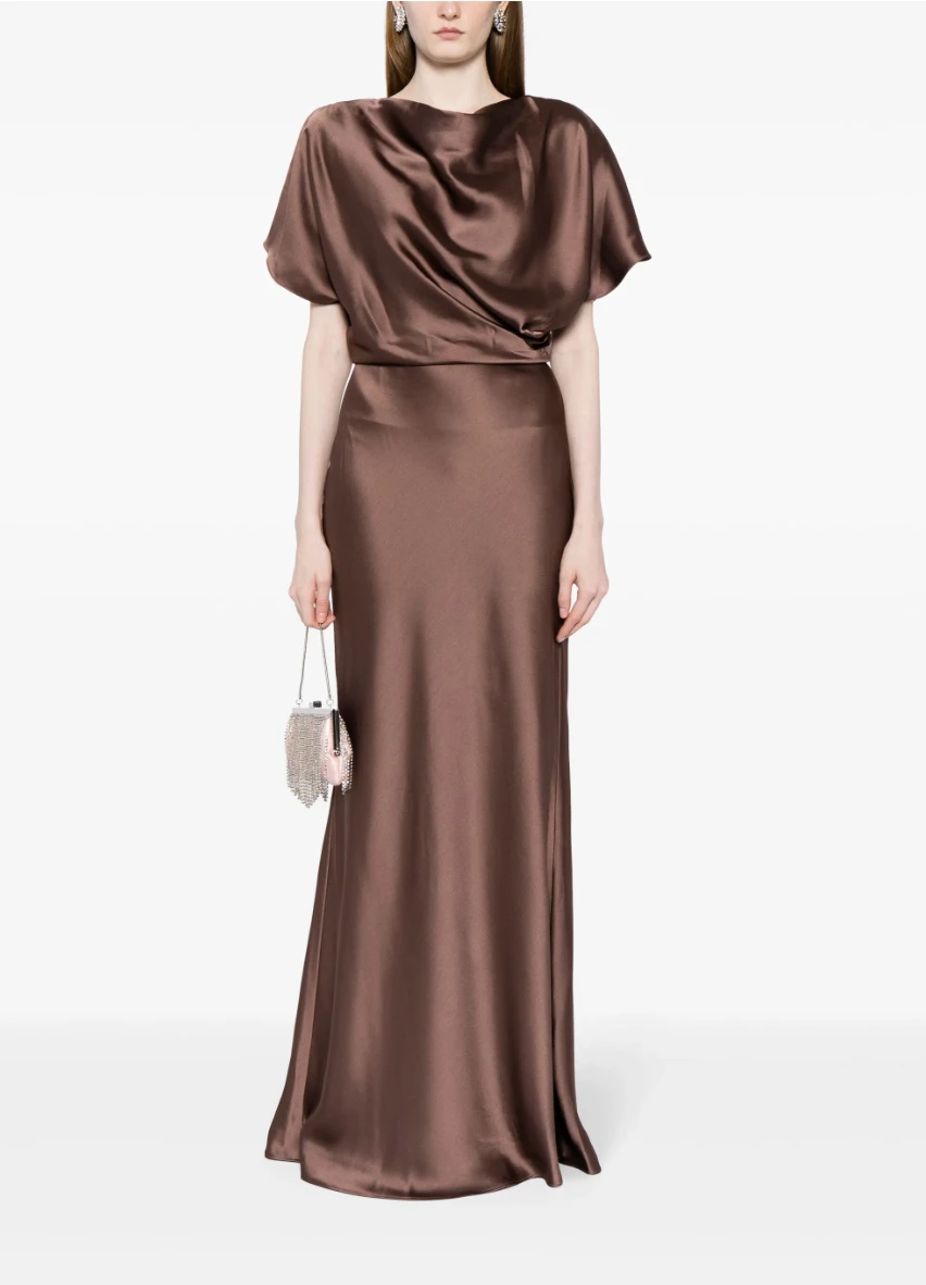 Fluid Satin Draped Gown 10 Fluid Satin Draped Gown - Image 8